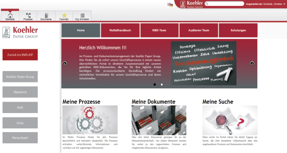 Screenshot des Koehler-Informations-Portals