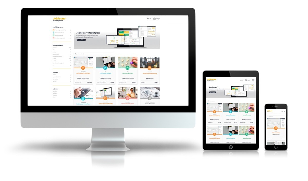 Einsatzbereite Workflows und Lösungen finden Sie im Online-Marketplace von JobRouter