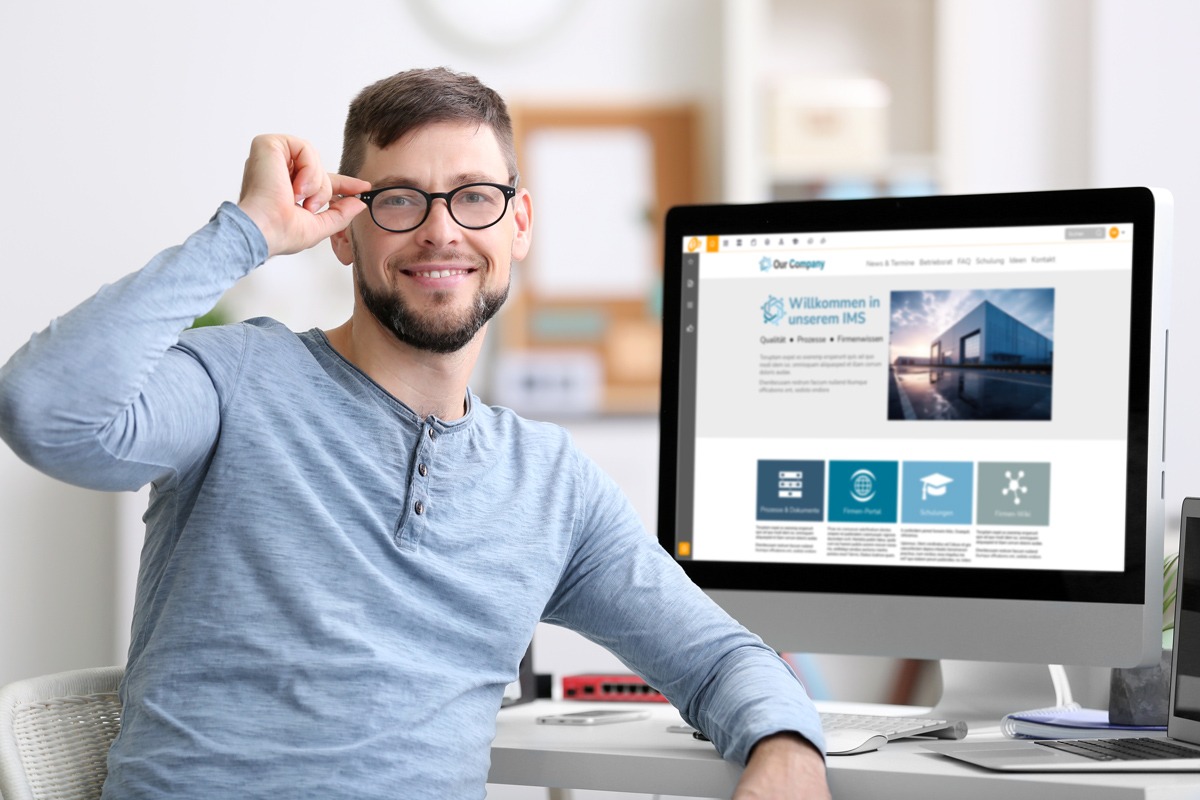 Stärken Sie die Identifikation Ihrer Mitarbeiter mit den Themen des Managementsystems und erhöhen Sie die Funktionalität des IMS Portals mit einer eigenen Startseite im Corporate Design.